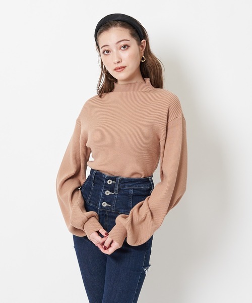 SPIRALGIRL（スパイラルガール）の「ボトルネック袖ボリュームリブニット（Tシャツ/カットソー・レディース・ベージュ/ブラック/オフホワイト・FREE）」の17枚目の写真