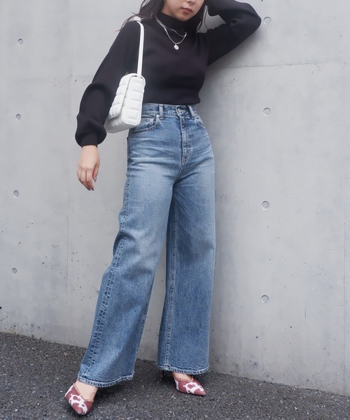 SPIRALGIRL（スパイラルガール）の「ボトルネック袖ボリュームリブニット（Tシャツ/カットソー・レディース・ベージュ/ブラック/オフホワイト・FREE）」の13枚目の写真