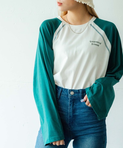 WEGO(ウィゴー)の「WEGO/ラグランワイドスリーブロンT(Tシャツ/カットソー・レディース・ブラック/ダークグリーン/グリーン/マスタード/ネイビー/ワイン/その他1・FREE)」の4枚目の写真