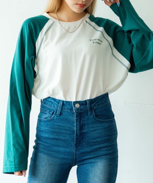 WEGO(ウィゴー)の「WEGO/ラグランワイドスリーブロンT(Tシャツ/カットソー・レディース・ブラック/ダークグリーン/グリーン/マスタード/ネイビー/ワイン/その他1・FREE)」の15枚目の写真