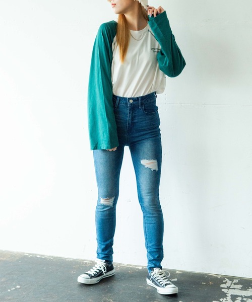 WEGO(ウィゴー)の「WEGO/ラグランワイドスリーブロンT(Tシャツ/カットソー・レディース・ブラック/ダークグリーン/グリーン/マスタード/ネイビー/ワイン/その他1・FREE)」の9枚目の写真