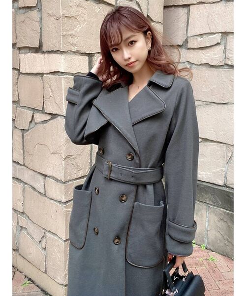 RESEXXY（リゼクシー）の「バックスリットパイピングコート（その他アウター・レディース・グレー/ベージュ/モカ・FREE）」の4枚目の写真