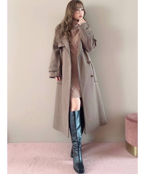 RESEXXY（リゼクシー）の「バックスリットパイピングコート（その他アウター・レディース・グレー/ベージュ/モカ・FREE）」の14枚目の写真