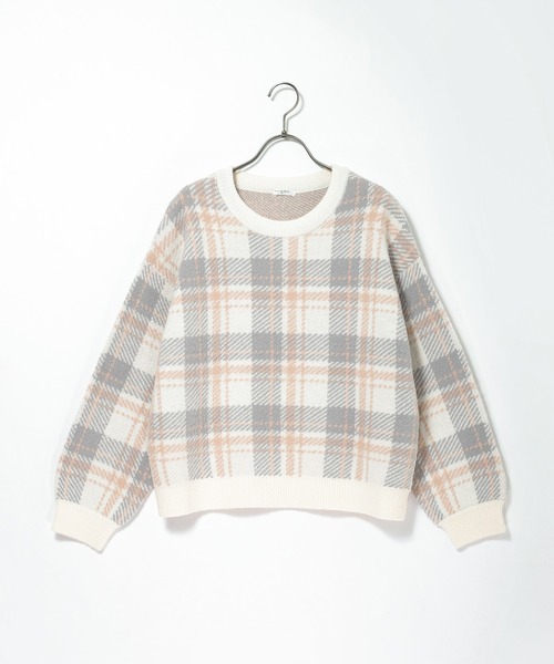 Honeys（ハニーズ）の「チェック柄ニット（ニット/セーター・レディース・ホワイト×グレー/ベージュ系その他/ホワイト×ブラック/ホワイト系その他・S/LL/L/M）」の17枚目の写真
