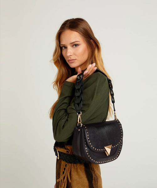 SISLEY（シスレー）の「フェイクレザーリベットミニショルダーバッグ（ショルダーバッグ・レディース・ブラック/グリーン・FREE）」の2枚目の写真