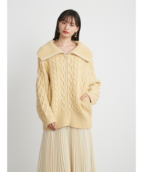 LILY BROWN(リリーブラウン)の「ケーブルニットブルゾン(ブルゾン・レディース・イエロー/アイボリー/ブルー・FREE)」の16枚目の写真