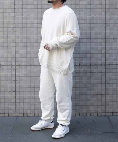 Lulu ＆ Arnie（るるあんどあーにー）の「オーバーサイズ クルーネック ダメージ ニット セーター（ニット/セーター・メンズ・ホワイト/ブラック/ブラウン・MEDIUM/LARGE）」の17枚目の写真