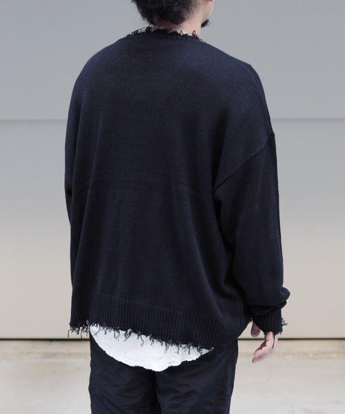 Lulu ＆ Arnie（るるあんどあーにー）の「オーバーサイズ クルーネック ダメージ ニット セーター（ニット/セーター・メンズ・ホワイト/ブラック/ブラウン・MEDIUM/LARGE）」の21枚目の写真