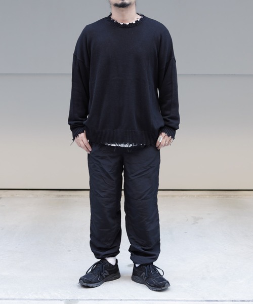 Lulu ＆ Arnie（るるあんどあーにー）の「オーバーサイズ クルーネック ダメージ ニット セーター（ニット/セーター・メンズ・ホワイト/ブラック/ブラウン・MEDIUM/LARGE）」の22枚目の写真