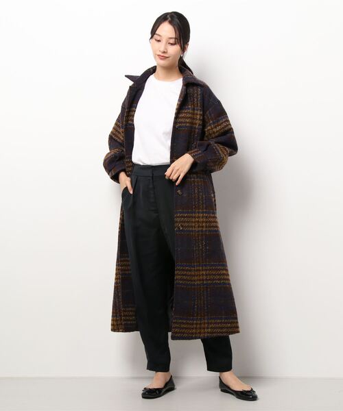 aimoha（アイモハ）の「チェック柄後タックロングコート（モッズコート・レディース・ネイビー/ブラウン・FREE）」の21枚目の写真
