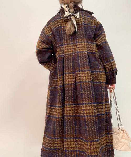 aimoha（アイモハ）の「チェック柄後タックロングコート（モッズコート・レディース・ネイビー/ブラウン・FREE）」の19枚目の写真