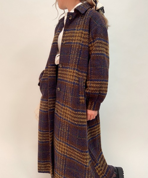aimoha（アイモハ）の「チェック柄後タックロングコート（モッズコート・レディース・ネイビー/ブラウン・FREE）」の17枚目の写真