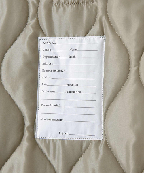 UNCORD(アンコード)の「【UNCORD】Quilted Liner Coat/キルティングライナーコート(ダウンジャケット/コート・メンズ・カーキ/グレイッシュベージュ/ブラック・LARGE/MEDIUM)」の7枚目の写真