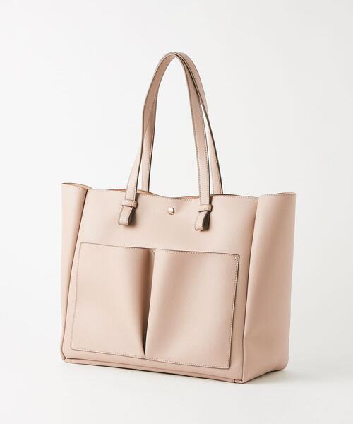 THE STATION STORE（ザ ステーション ストア）の「＜closet story（クローゼットストーリー）＞ダブルポケット トートバッグ（トートバッグ・レディース・ライトグレー/ベージュ/モカ・FREE）」の4枚目の写真