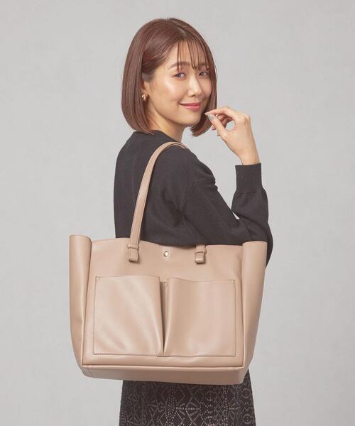 THE STATION STORE（ザ ステーション ストア）の「＜closet story（クローゼットストーリー）＞ダブルポケット トートバッグ（トートバッグ・レディース・ライトグレー/ベージュ/モカ・FREE）」の15枚目の写真