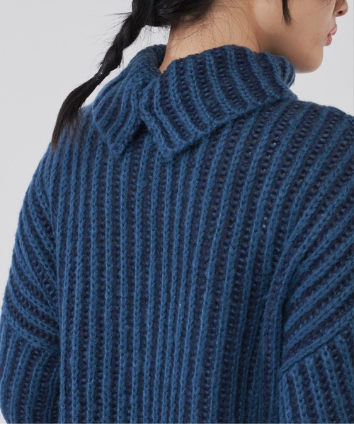 ARTS&SCIENCE ネイビー リブ編み タートルネックニット セーター