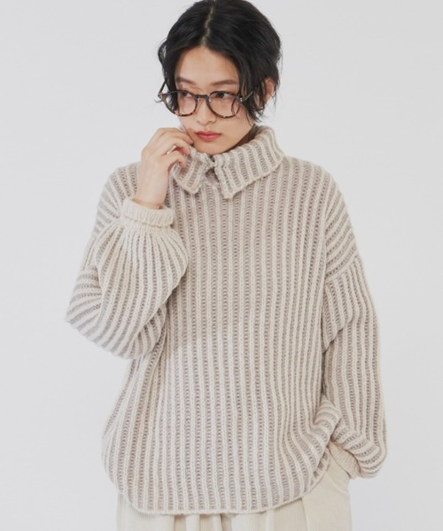 Libra Cue(リブラ キュー)の「3wayリブ編みタートルネックニット(ニット/セーター・レディース・アイボリー/ブラック/ブルー・FREE)」の4枚目の写真