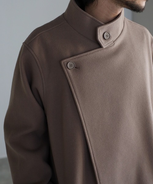 CREARE -LINO-(クレアーレリノ)の「【2WAY】オーバーサイズ メルトン スタンダーカラー ルーズチェスターコート(チェスターコート・メンズ・ブラック/ブラウン/グレー/モカ・M/L)」の21枚目の写真