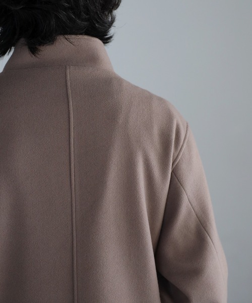 CREARE -LINO-(クレアーレリノ)の「【2WAY】オーバーサイズ メルトン スタンダーカラー ルーズチェスターコート(チェスターコート・メンズ・ブラック/ブラウン/グレー/モカ・M/L)」の18枚目の写真