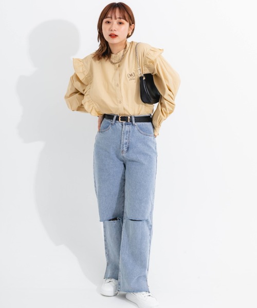 nemne store（ネンネストア）の「リメイクフリルバンドカラーシャツ