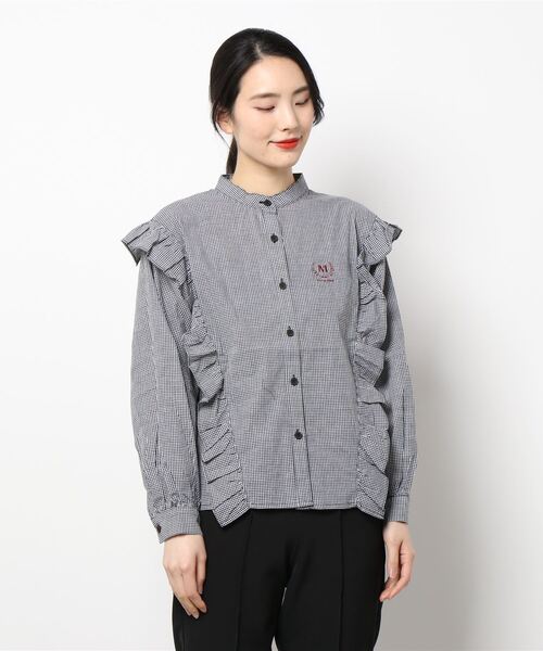 paint it black 様ご予約着物リメイクフリル付きバンドカラーブラウス