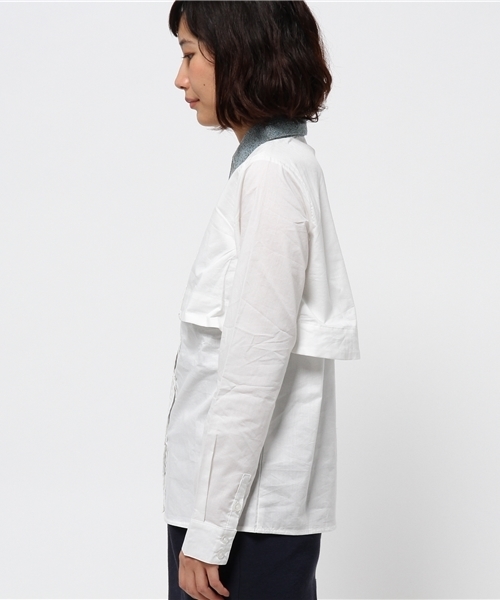 OUTLET（アウトレット）の「【WHO'S WHO gallery】衿ツイード重ネ風シャツ（シャツ/ブラウス・レディース・グレー/オフホワイト/サックスブルー・FREE）」の5枚目の写真