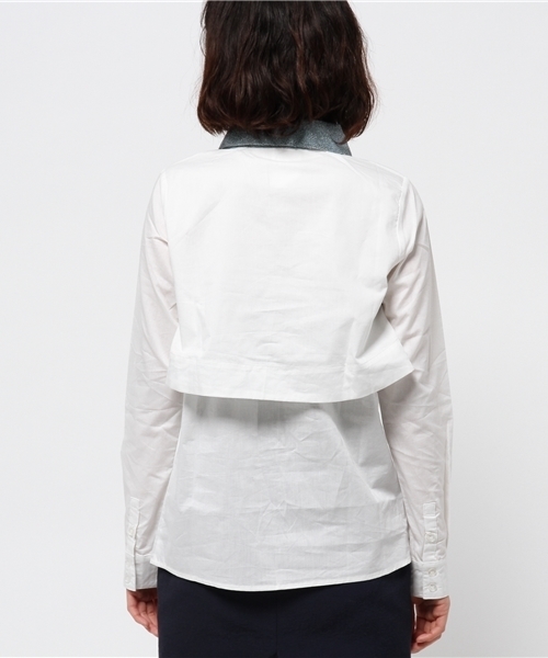 OUTLET（アウトレット）の「【WHO'S WHO gallery】衿ツイード重ネ風シャツ（シャツ/ブラウス・レディース・グレー/オフホワイト/サックスブルー・FREE）」の6枚目の写真