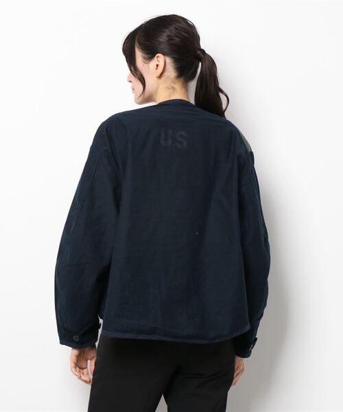 blanc basque（ブランバスク）の「【BLANC basque】ムラ糸バックサテン＊リップストップジャケット（ブルゾン・レディース・ネイビー/カーキ/アイボリー・FREE）」の7枚目の写真