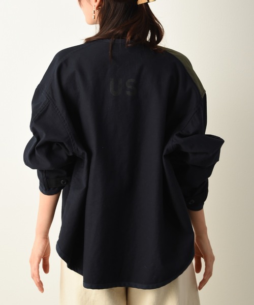 blanc basque（ブランバスク）の「【BLANC basque】ムラ糸バックサテン＊リップストップジャケット（ブルゾン・レディース・ネイビー/カーキ/アイボリー・FREE）」の11枚目の写真