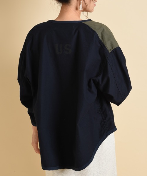 blanc basque（ブランバスク）の「【BLANC basque】ムラ糸バックサテン＊リップストップジャケット（ブルゾン・レディース・ネイビー/カーキ/アイボリー・FREE）」の21枚目の写真