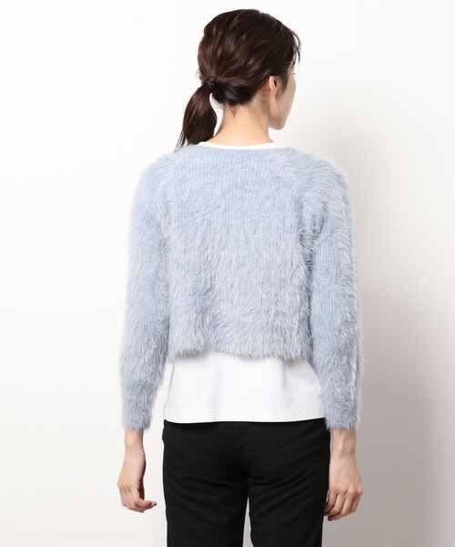 Jasmine Grandiflorum（ジャスミングランディフローラム）の「【Jasmine】トレンドシャギーショート丈ニットカーディガン（カーディガン/ボレロ・レディース・ホワイト/ブラック/パープル/ブルー・FREE）」の5枚目の写真