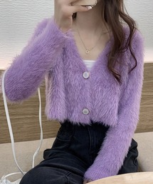 【Jasmine】トレンドシャギーショート丈ニットカーディガン