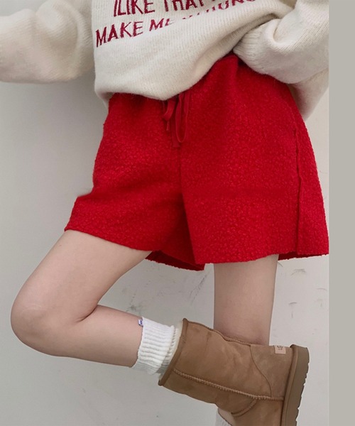 me+em select(ミームセレクト)の「カットオフハイウエストボアショートパンツ(その他パンツ・レディース・ブラック/レッド/アイボリー・FREE)」の15枚目の写真