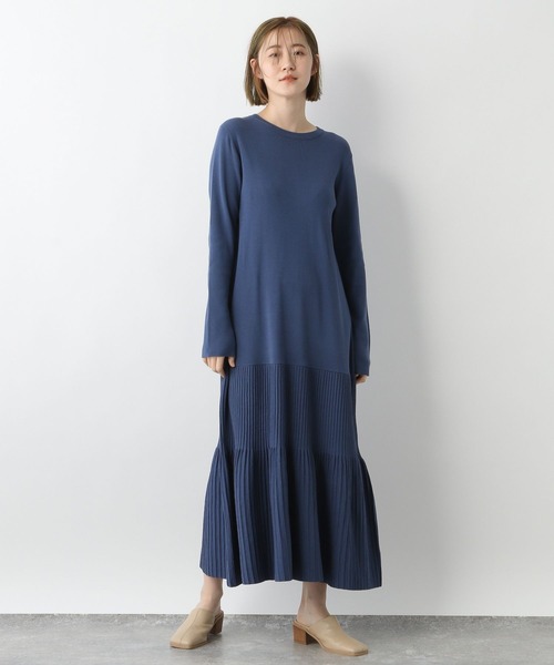 A part by（アパートバイ）の「スソプリーツニットワンピース　270348（ワンピース・レディース・ライトブルー/ブラック/ベージュ/ブルー/オレンジ系5・FREE）」の12枚目の写真