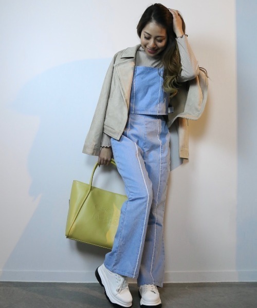 CECIL McBEE（セシルマクビー）の「ビスチェ&フレアパンツデニムセットアップ（サロペット/オーバーオール・レディース・サックスブルー/ブルー・MEDIUM/LARGE）」の10枚目の写真