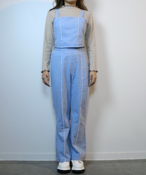 CECIL McBEE（セシルマクビー）の「ビスチェ&フレアパンツデニムセットアップ（サロペット/オーバーオール・レディース・サックスブルー/ブルー・MEDIUM/LARGE）」の11枚目の写真