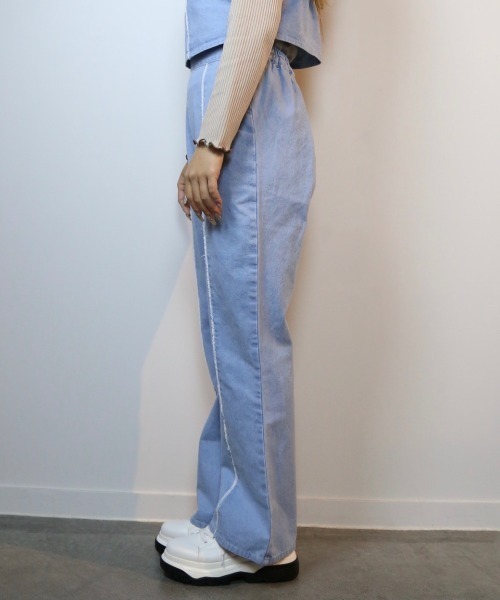 CECIL McBEE（セシルマクビー）の「ビスチェ&フレアパンツデニムセットアップ（サロペット/オーバーオール・レディース・サックスブルー/ブルー・MEDIUM/LARGE）」の12枚目の写真