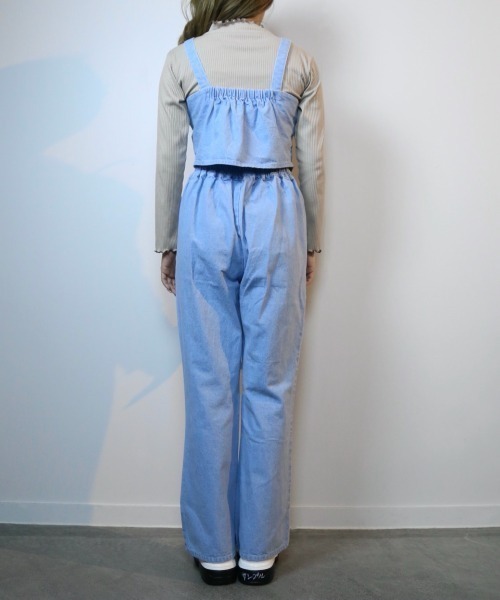 CECIL McBEE（セシルマクビー）の「ビスチェ&フレアパンツデニムセットアップ（サロペット/オーバーオール・レディース・サックスブルー/ブルー・MEDIUM/LARGE）」の13枚目の写真