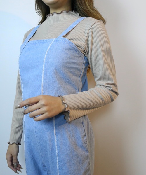 CECIL McBEE（セシルマクビー）の「ビスチェ&フレアパンツデニムセットアップ（サロペット/オーバーオール・レディース・サックスブルー/ブルー・MEDIUM/LARGE）」の7枚目の写真