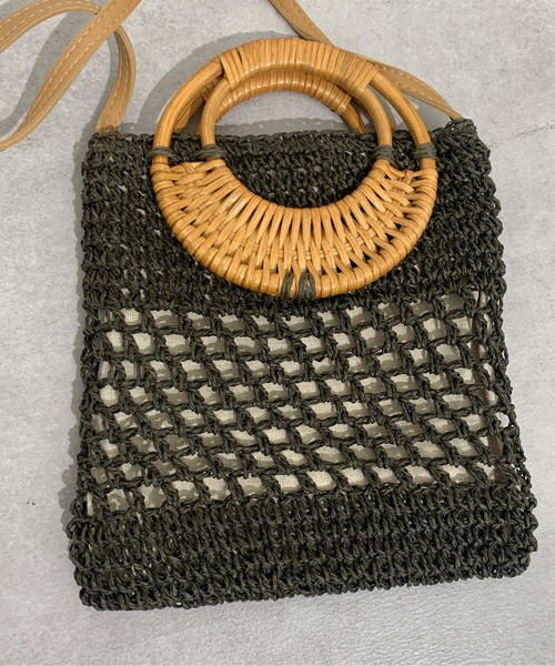 Chez toi（シェトワ）の「ラタン丸ハンドルショルダーバッグ（かごバッグ・レディース・ダークブラウン/アイボリー/キャメル・FREE）」の8枚目の写真