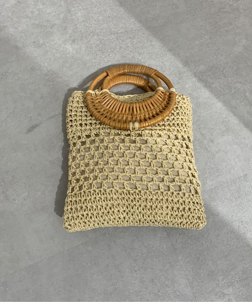 Chez toi（シェトワ）の「ラタン丸ハンドルショルダーバッグ（かごバッグ・レディース・ダークブラウン/アイボリー/キャメル・FREE）」の10枚目の写真