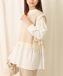 libelle more | 幾何学柄ショート丈ベスト(ベスト)