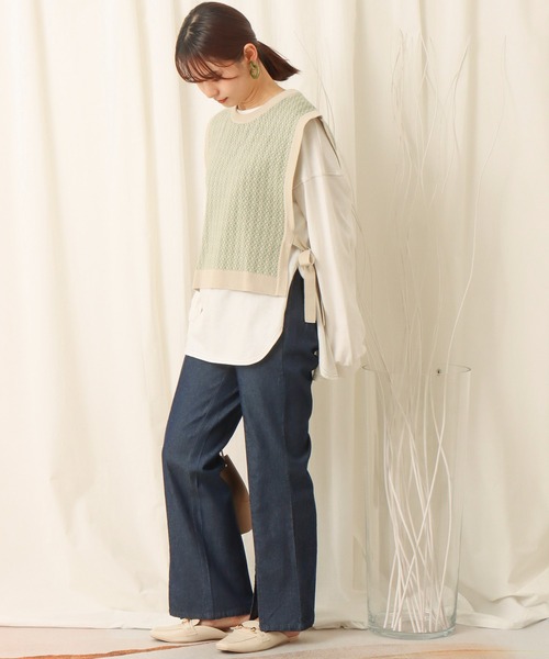 libelle more（リベル モア）の「幾何学柄ショート丈ベスト（ベスト・レディース・ブラック/ライトグレー/アイボリー/カーキ・M）」の6枚目の写真