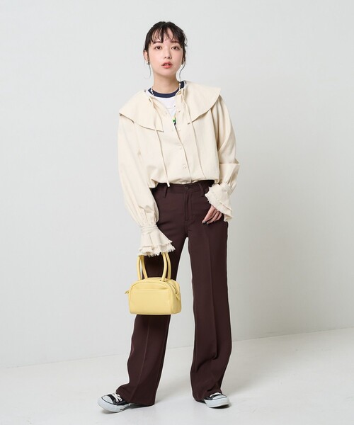 FREAK'S STORE（フリークスストア）の「デニムフリルシャツ（シャツ/ブラウス・レディース・ネイビー/オフホワイト/ブルー・ﾌﾘ-）」の14枚目の写真