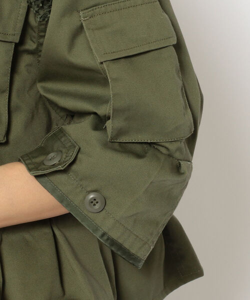 RehersalL（リハーズオール）の「rehersall／リハーズオール/BDUフリルジャケット（ノーカラージャケット・レディース・カーキ・FREE）」の6枚目の写真