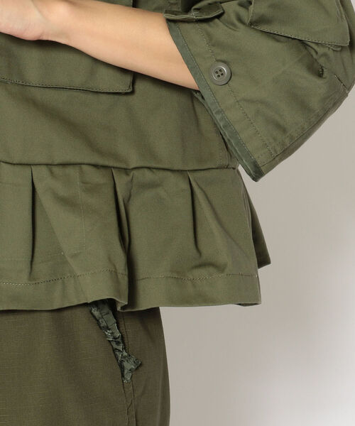 RehersalL（リハーズオール）の「rehersall／リハーズオール/BDUフリルジャケット（ノーカラージャケット・レディース・カーキ・FREE）」の7枚目の写真