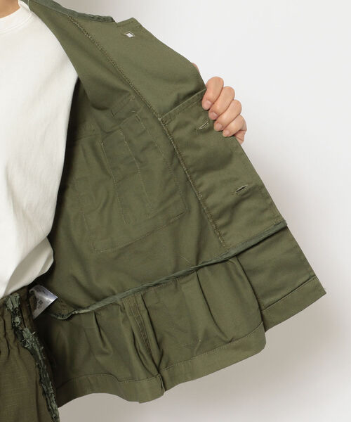 RehersalL（リハーズオール）の「rehersall／リハーズオール/BDUフリルジャケット（ノーカラージャケット・レディース・カーキ・FREE）」の10枚目の写真