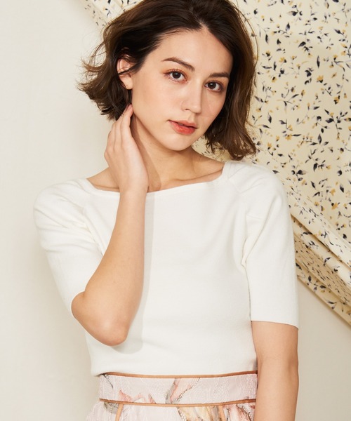 NOELA（ノエラ）の「ボートネックウォッシャブルニット（ニット/セーター・レディース・その他1/オレンジ/ベージュ/ブラック/オフホワイト・フリー）」の2枚目の写真