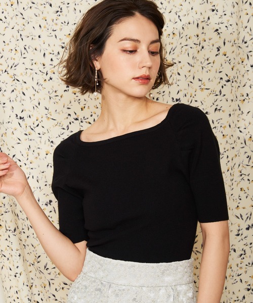 NOELA（ノエラ）の「ボートネックウォッシャブルニット（ニット/セーター・レディース・その他1/オレンジ/ベージュ/ブラック/オフホワイト・フリー）」の3枚目の写真