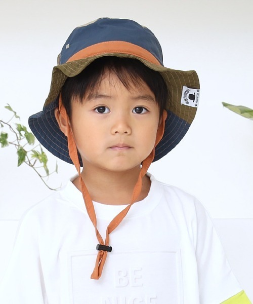 MAKE YOUR DAY(メイクユアデイ)の「日よけ付きナイロンハット(ハット・キッズ・マスタード/ネイビー/オレンジ・59/50/54/56/52/48/46)」の2枚目の写真